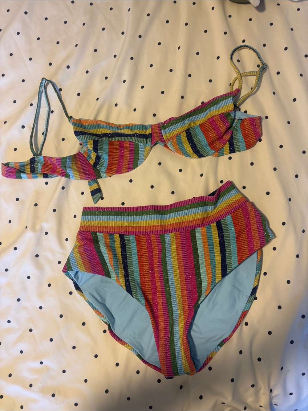Colorful Striped Bikini Set - Multicolor